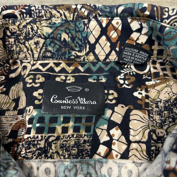 Vintage Countess Wara Shirt Men Size‎ Large Button Front Long Sleeve Abstract - Picture 3 of 10